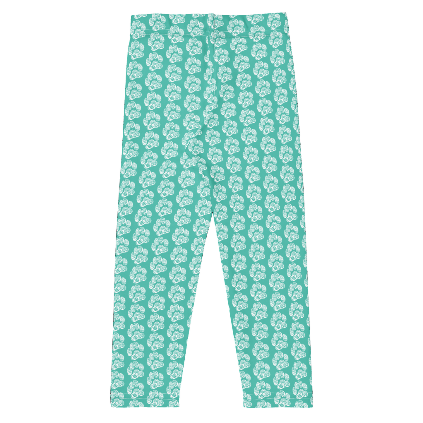 Paw Print Kid's Leggings - Aqua
