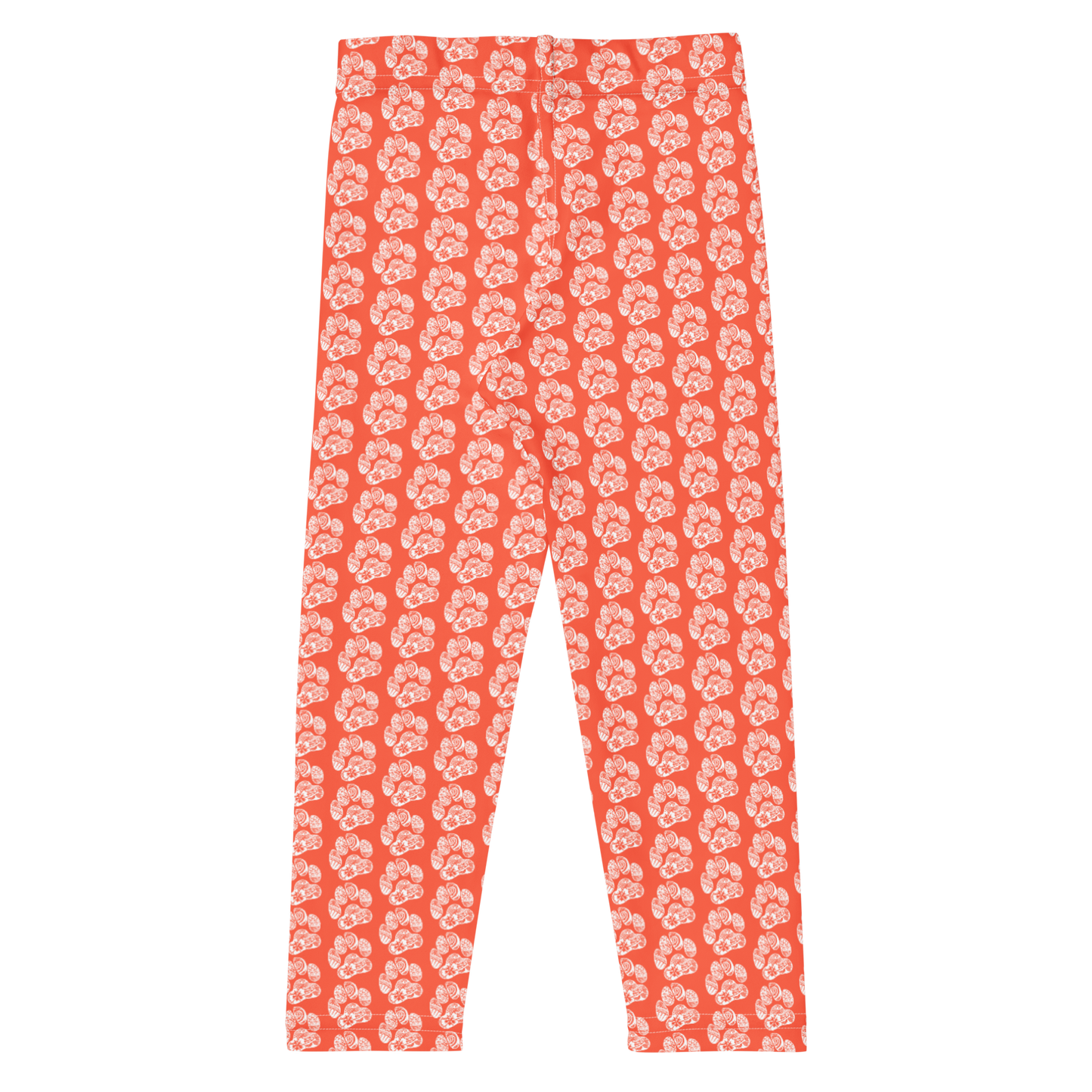 Paw Print Kid's Leggings - Orange