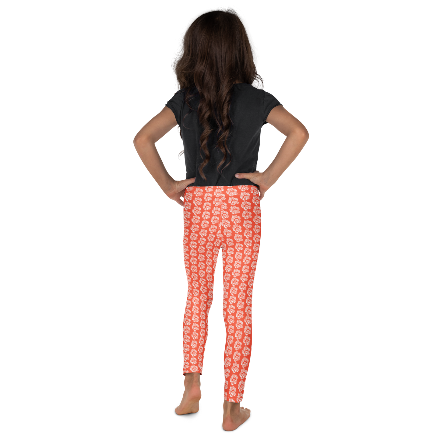 Paw Print Kid's Leggings - Orange