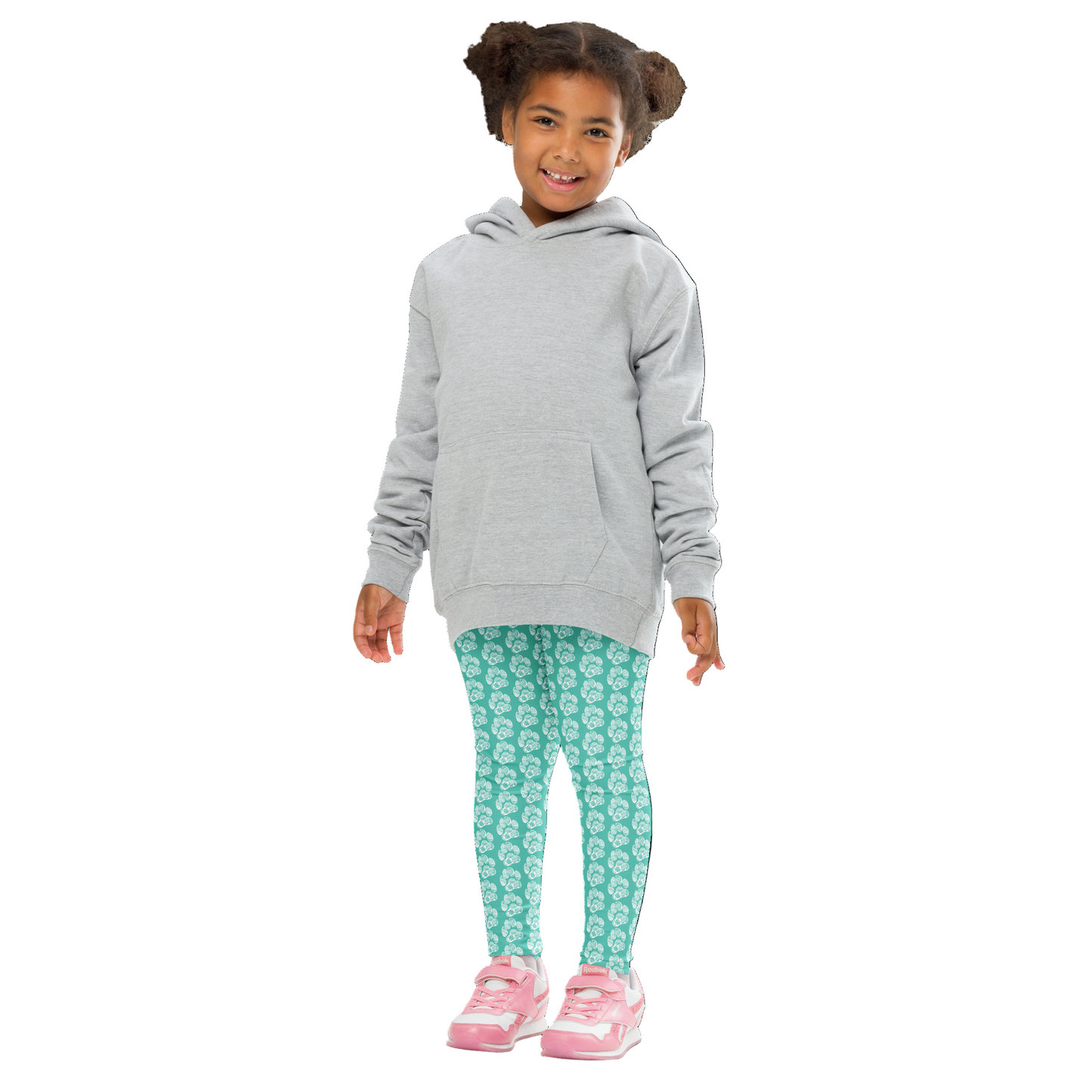 Paw Print Kid's Leggings - Aqua