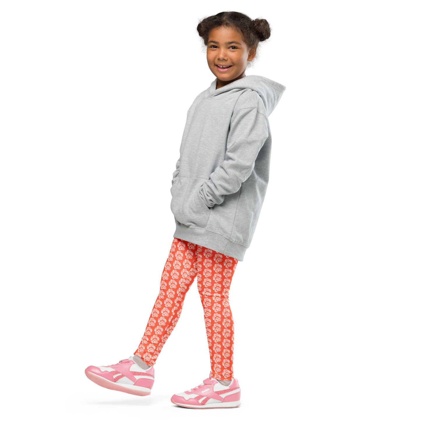 Paw Print Kid's Leggings - Orange