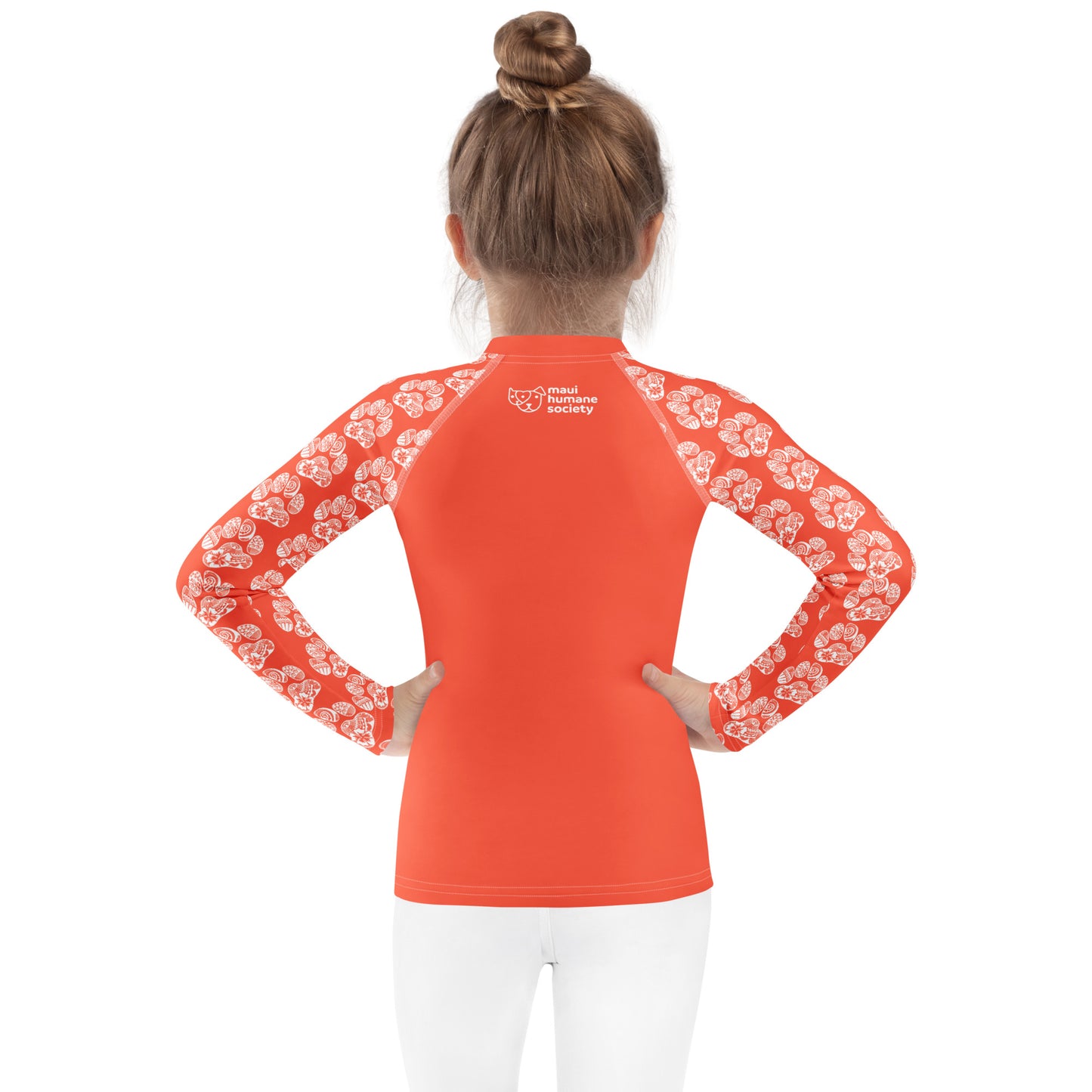 Paw Print Kids Rash Guard - Orange