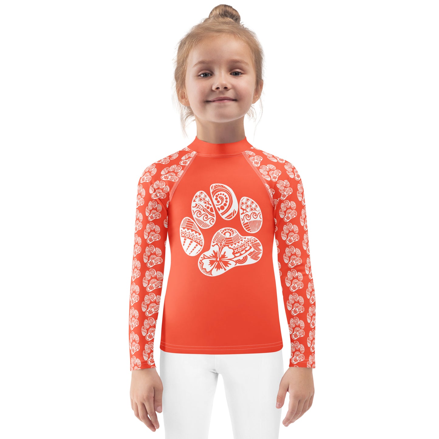 Paw Print Kids Rash Guard - Orange