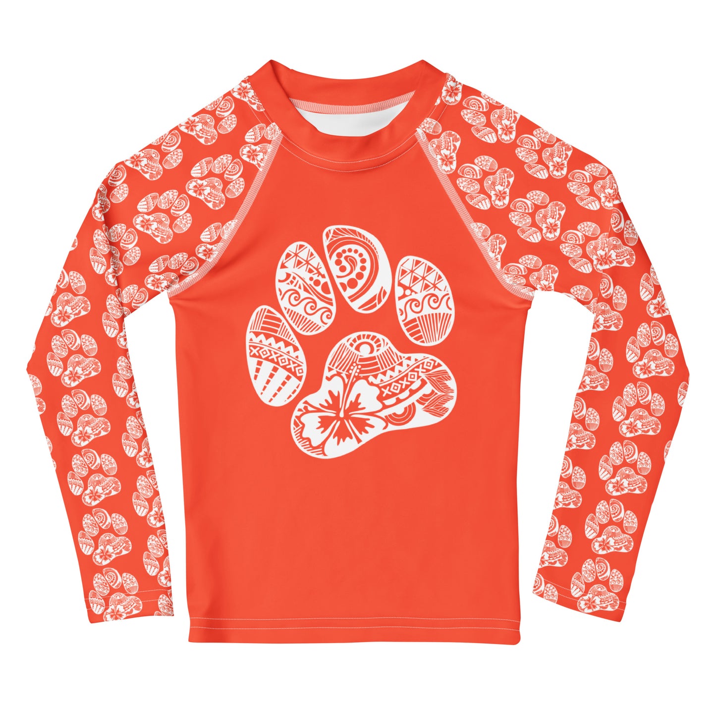 Paw Print Kids Rash Guard - Orange