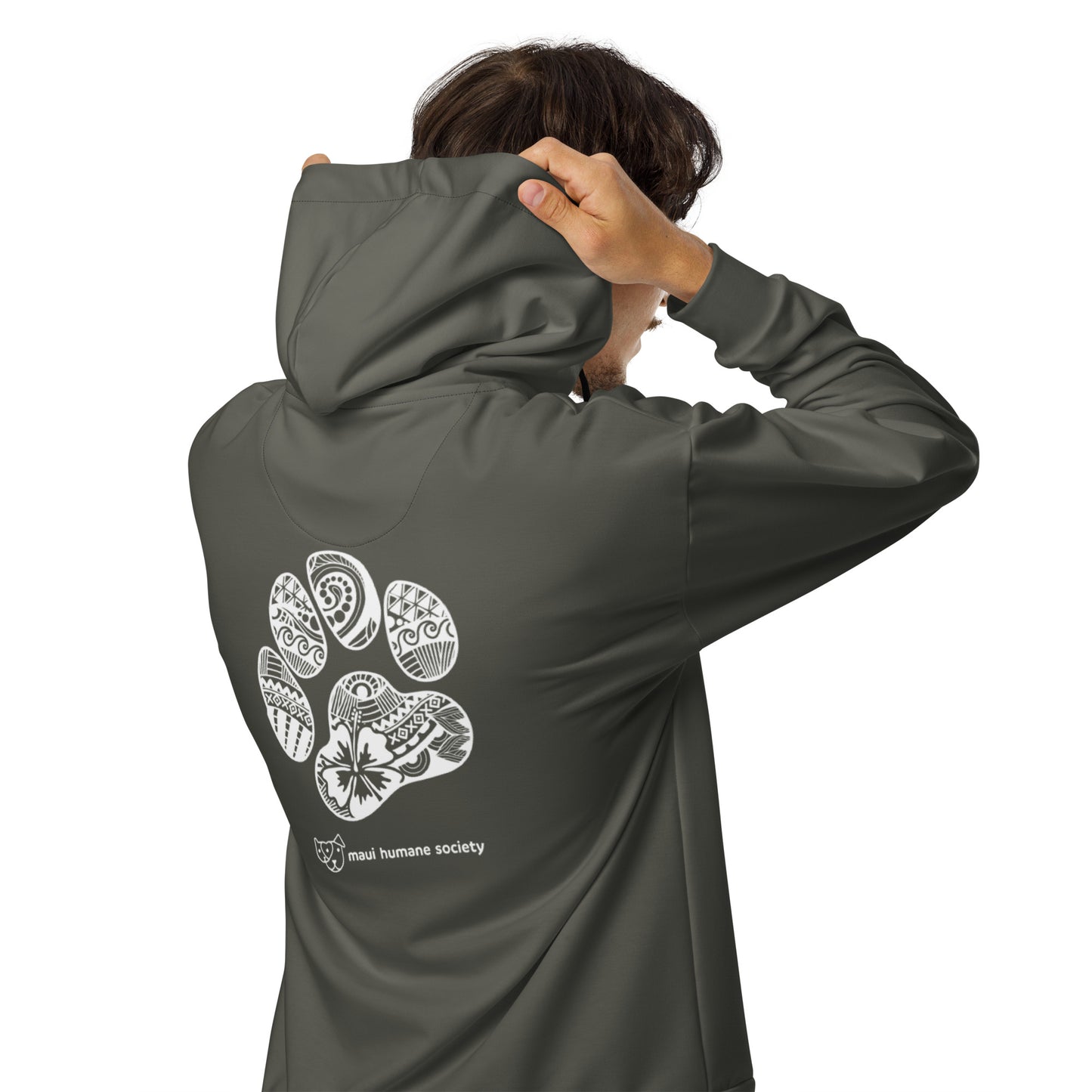 Paw Print Unisex Zip Hoodie - Gray