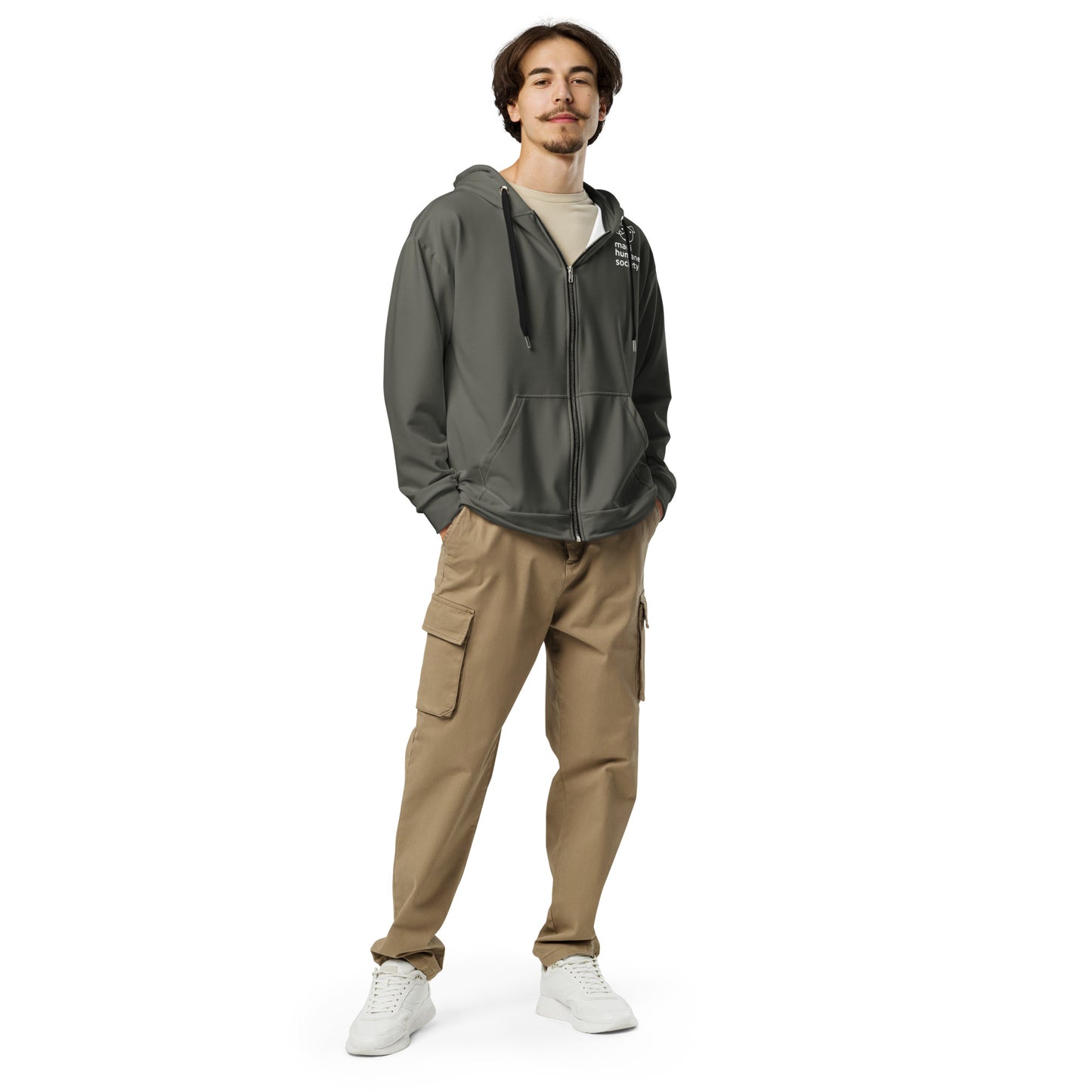 Paw Print Unisex Zip Hoodie - Gray
