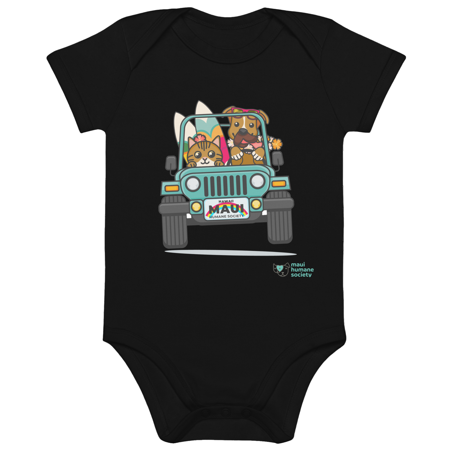 Surf's Up, Paws Out Organic Cotton Baby Bodysuit