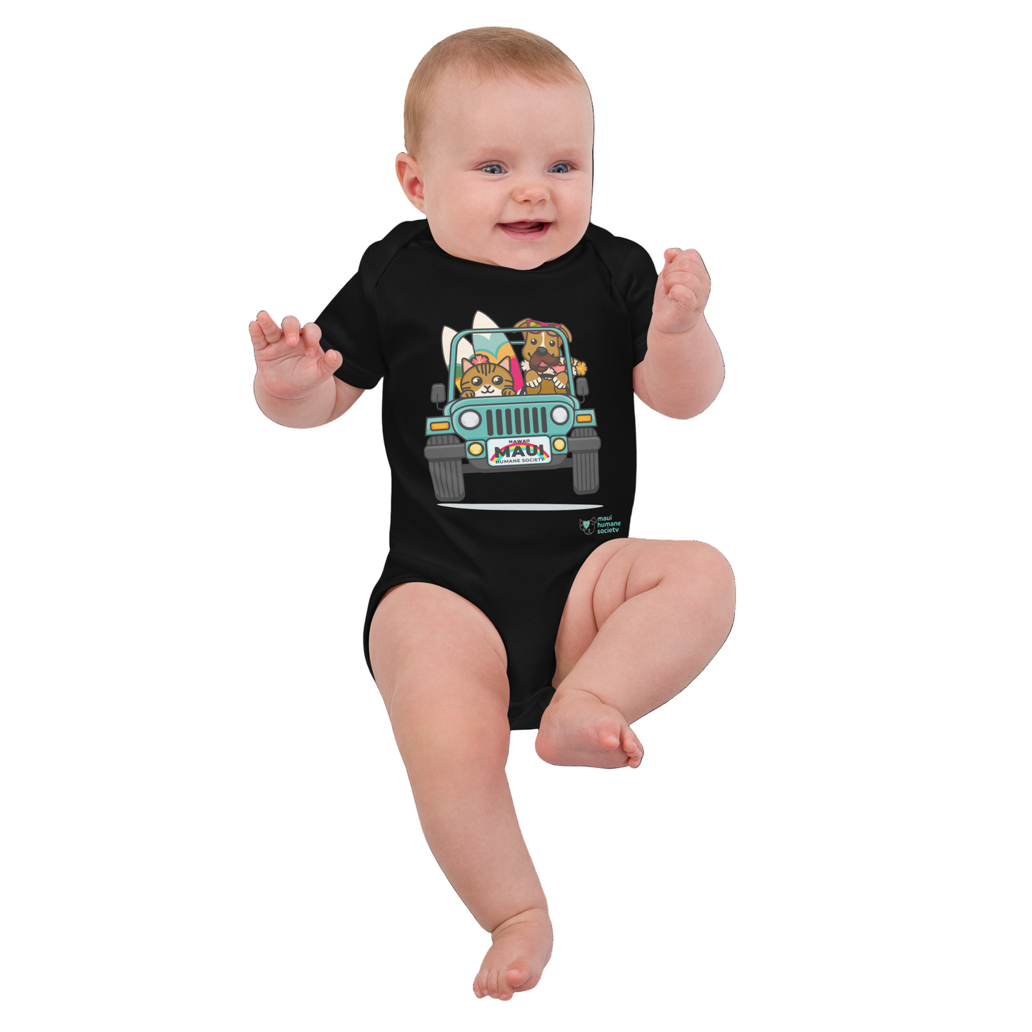 Surf's Up, Paws Out Organic Cotton Baby Bodysuit