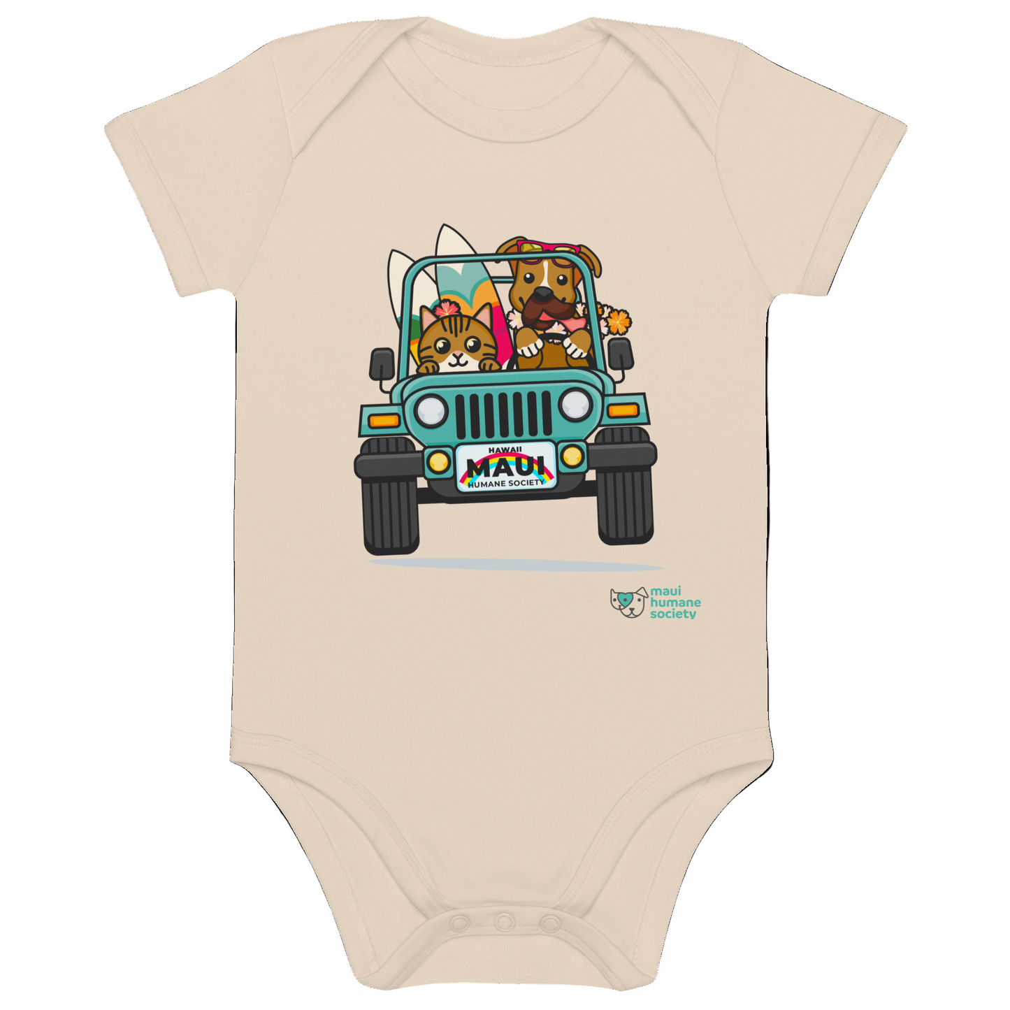 Surf's Up, Paws Out Organic Cotton Baby Bodysuit