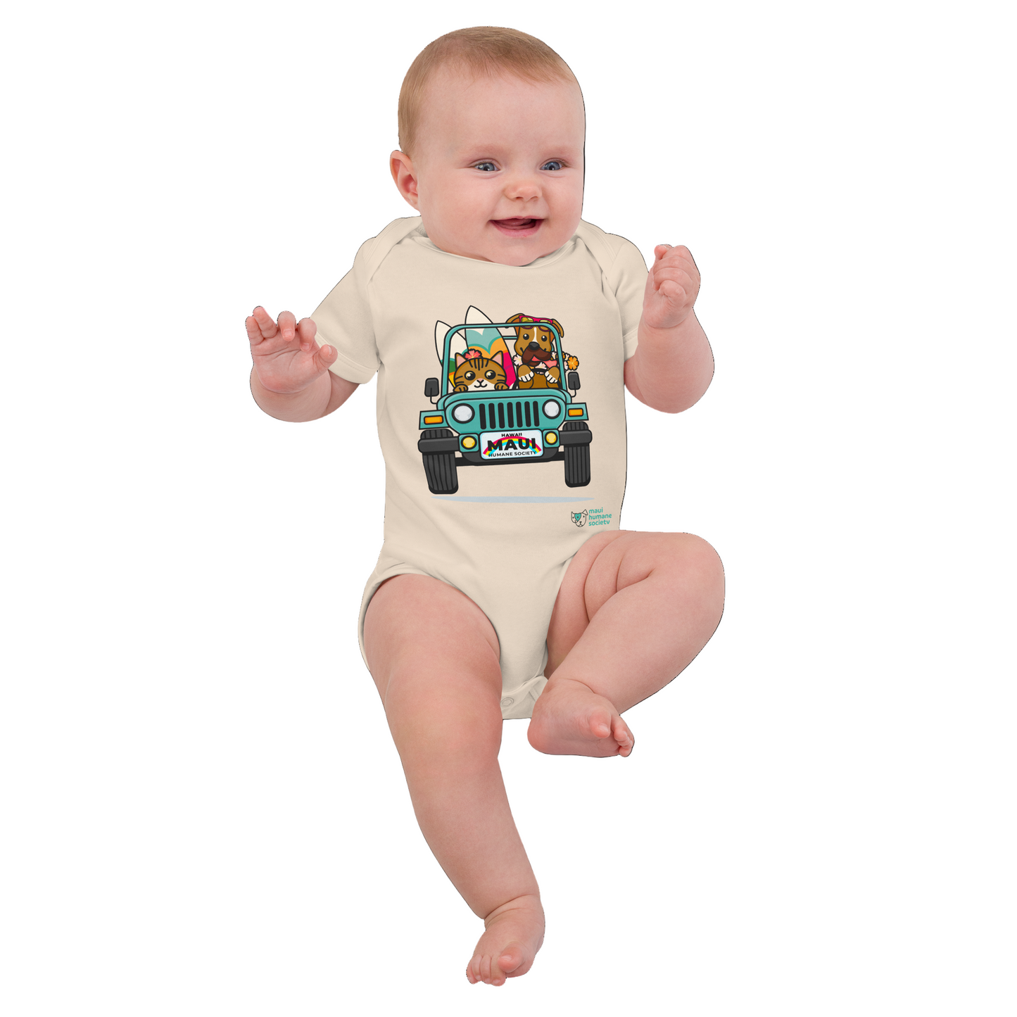 Surf's Up, Paws Out Organic Cotton Baby Bodysuit