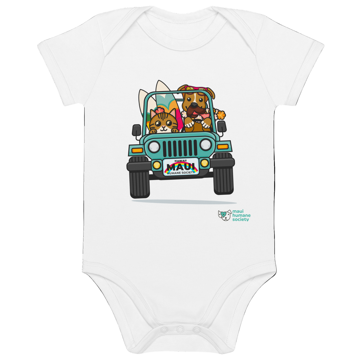 Surf's Up, Paws Out Organic Cotton Baby Bodysuit