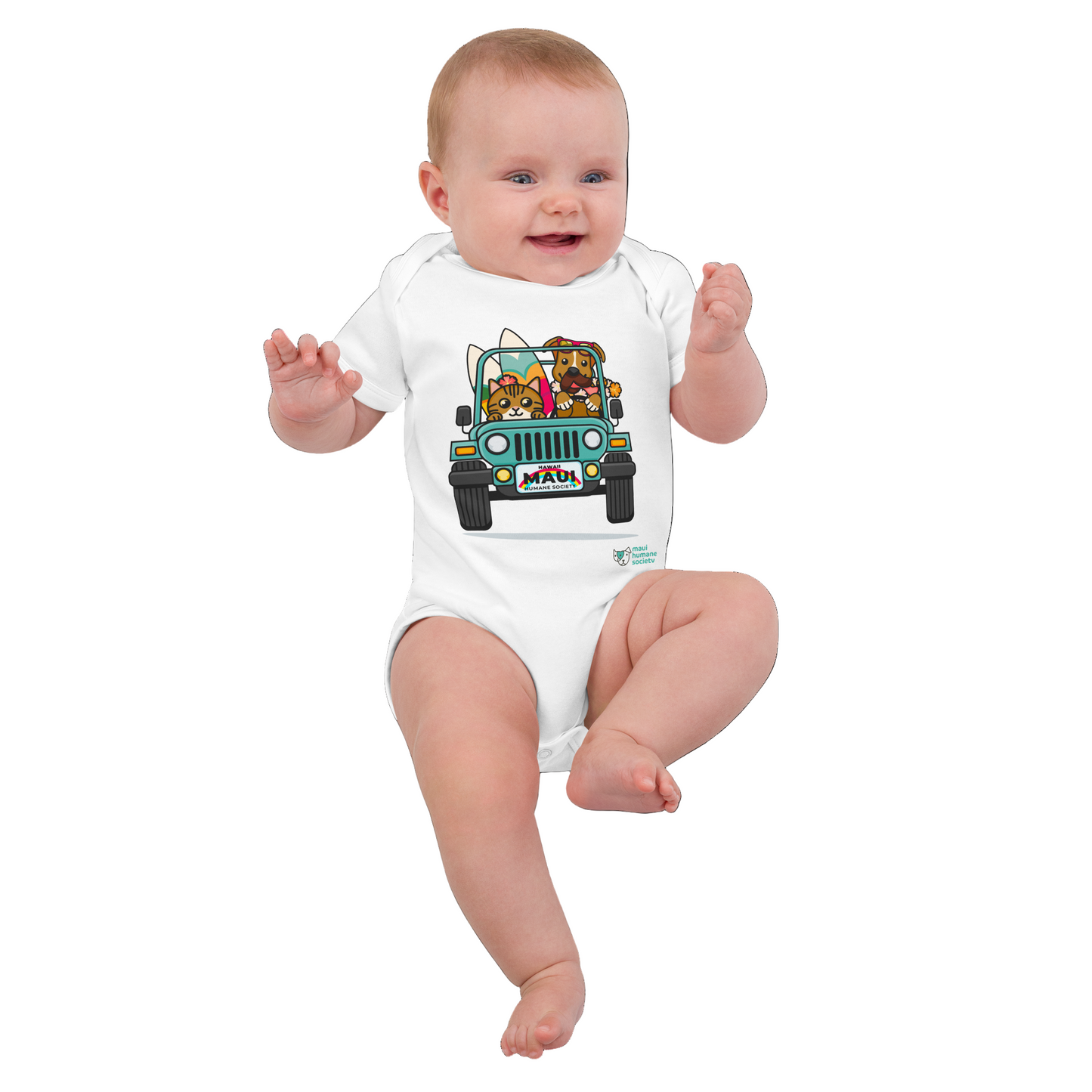 Surf's Up, Paws Out Organic Cotton Baby Bodysuit