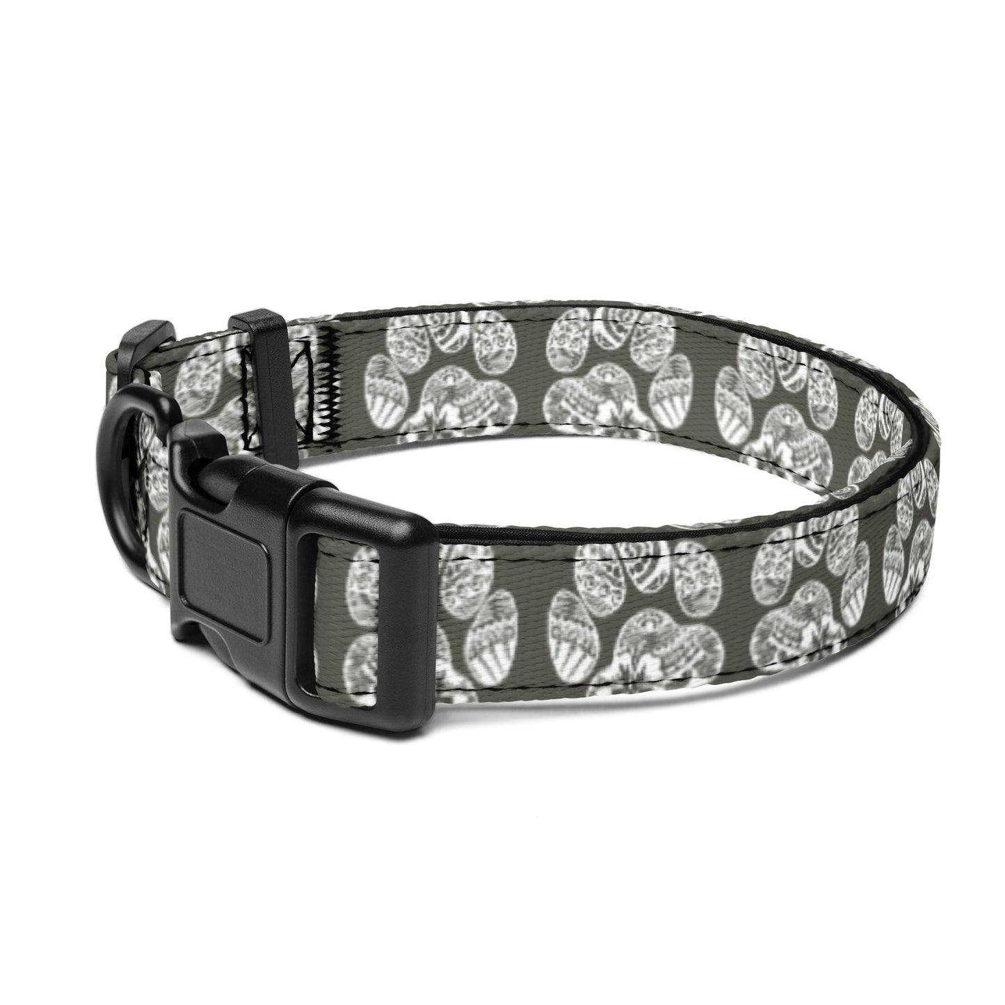 Paw Print Pet Collar Gray