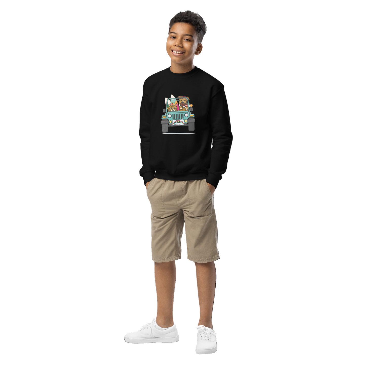 Surf's Up, Paws Out Youth Crewneck Sweatshirt