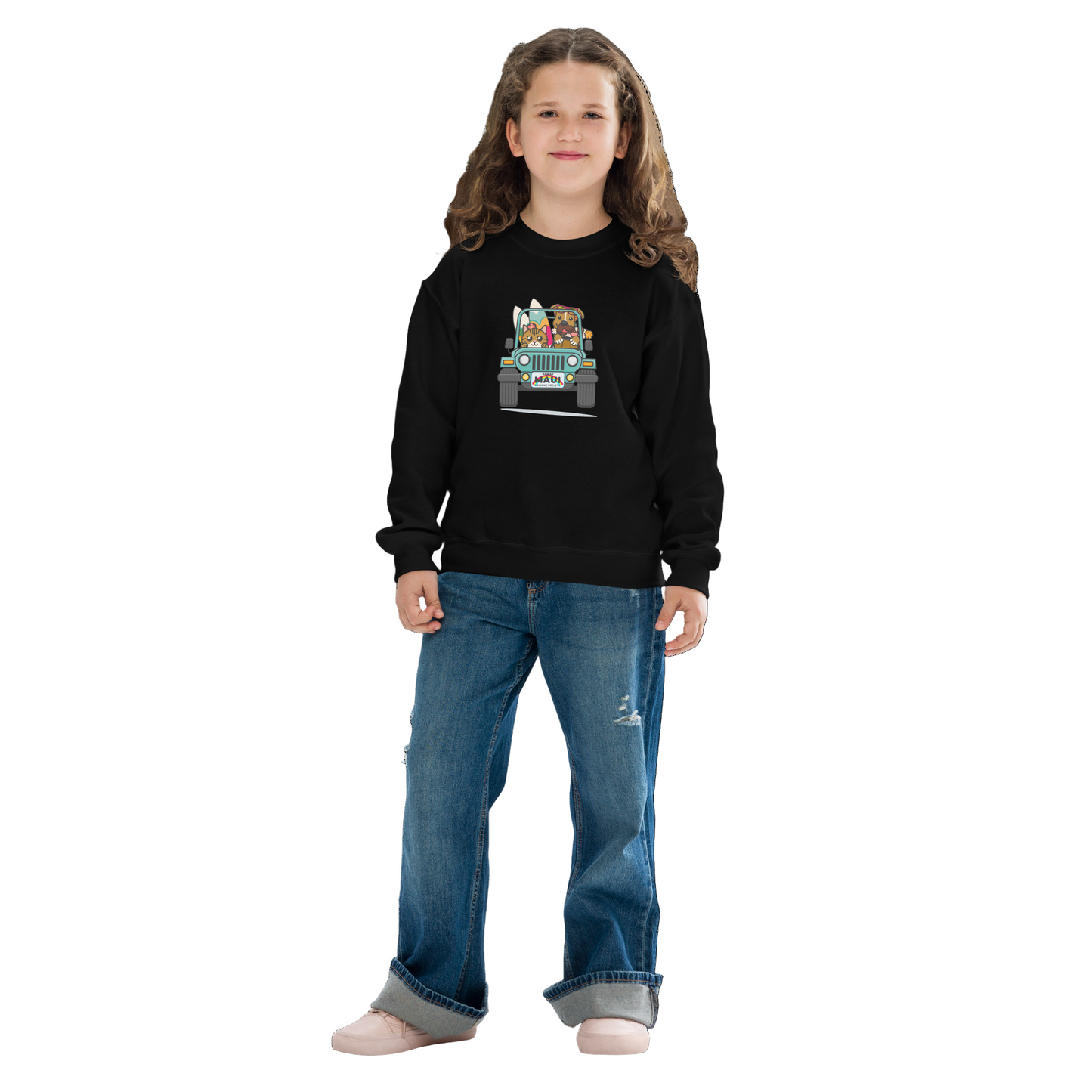 Surf's Up, Paws Out Youth Crewneck Sweatshirt