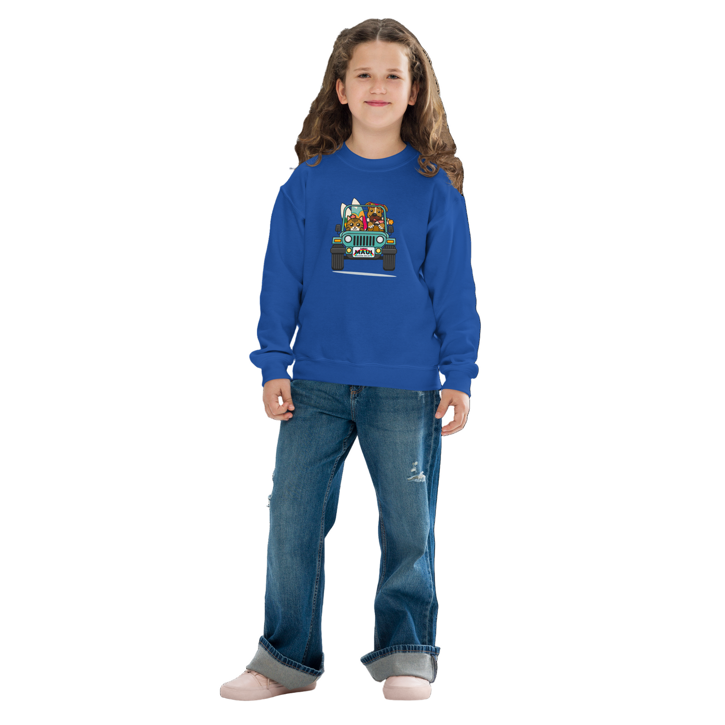 Surf's Up, Paws Out Youth Crewneck Sweatshirt