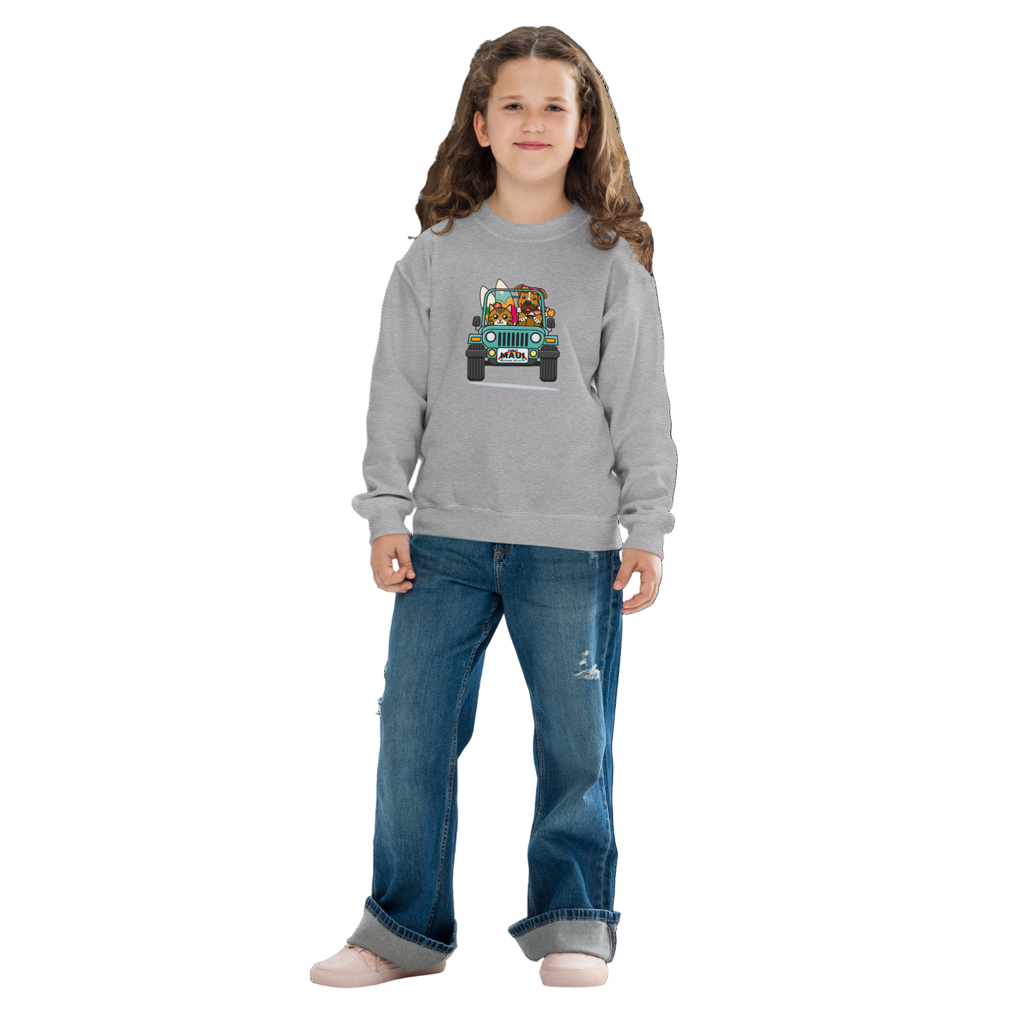 Surf's Up, Paws Out Youth Crewneck Sweatshirt