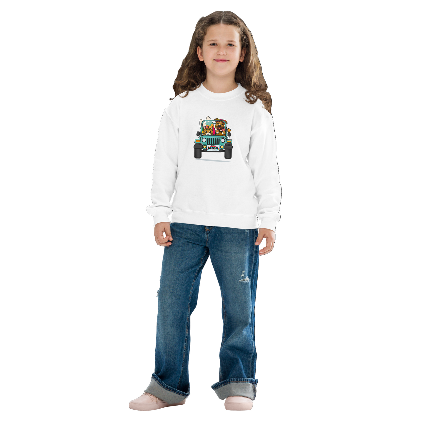 Surf's Up, Paws Out Youth Crewneck Sweatshirt
