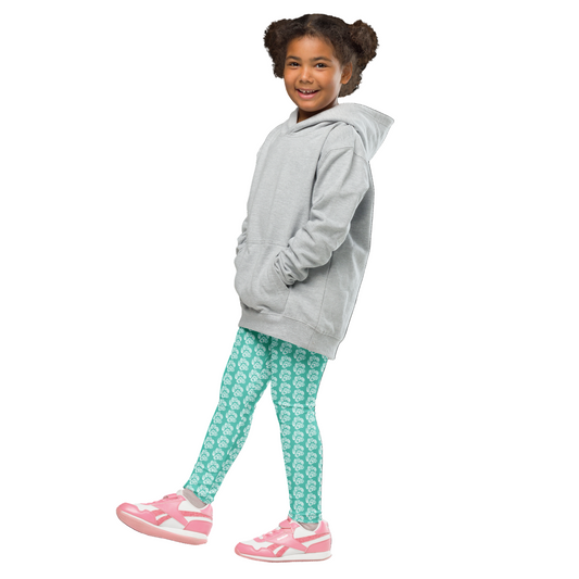 Paw Print Kid's Leggings - Aqua