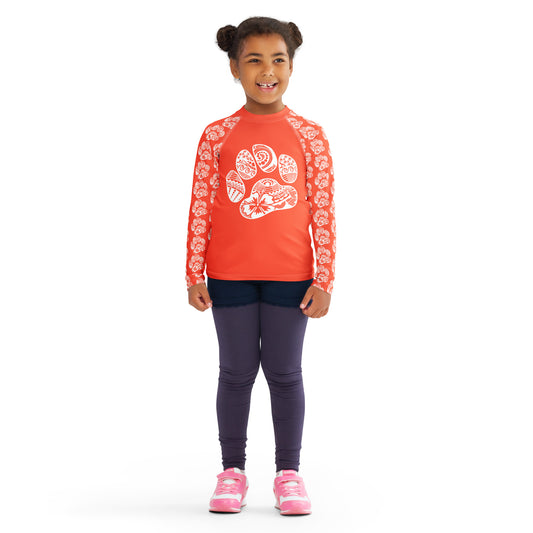 Paw Print Kids Rash Guard - Orange