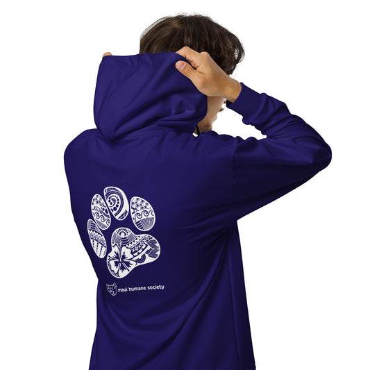 Paw Print Unisex Zip Hoodie - Blue