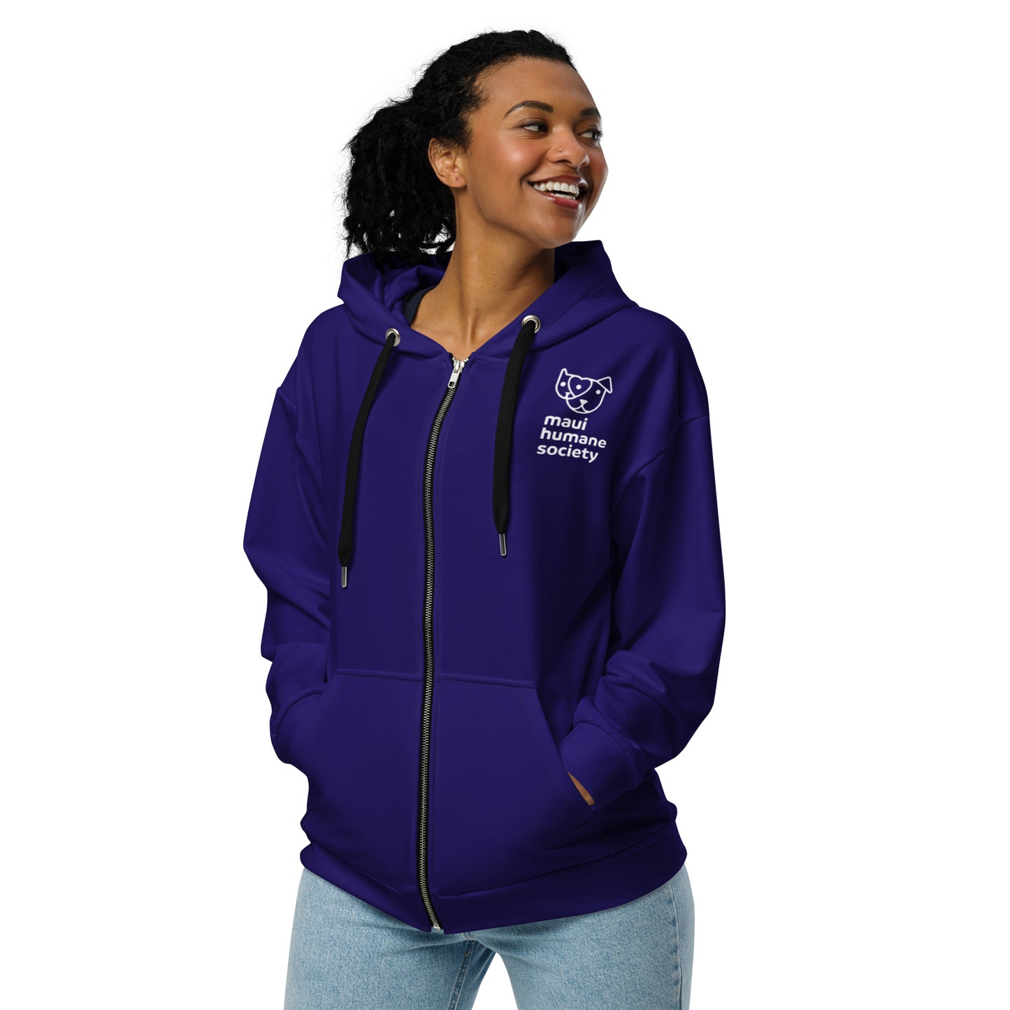 Paw Print Unisex Zip Hoodie - Blue
