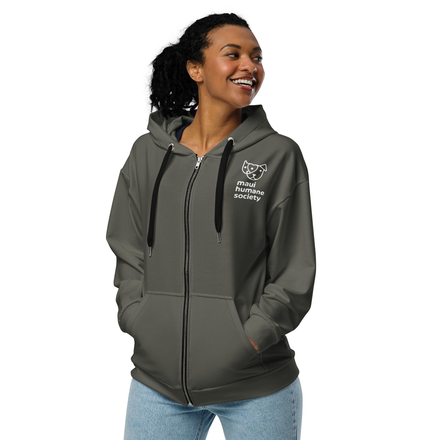 Paw Print Unisex Zip Hoodie - Gray