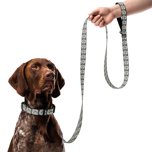 Paw Print Collar and Leash Combo - Gray