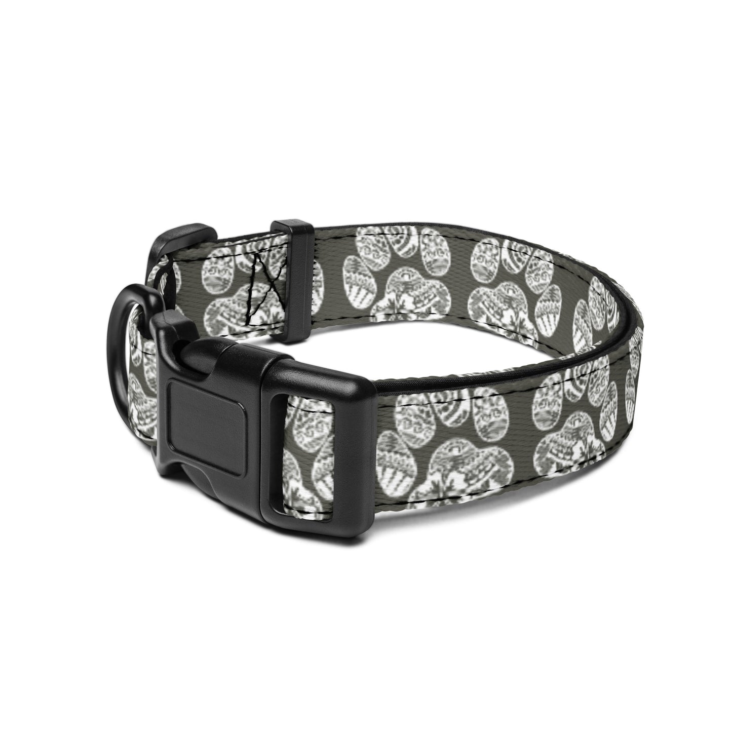 Paw Print Pet Collar Gray