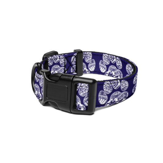 Paw Print Pet Collar Blue