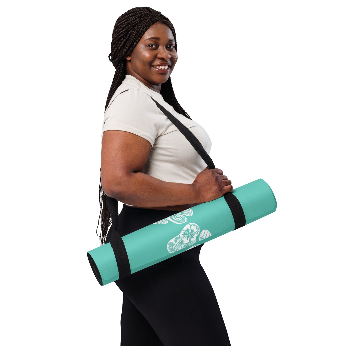 Paw Print Yoga Mat - Aqua